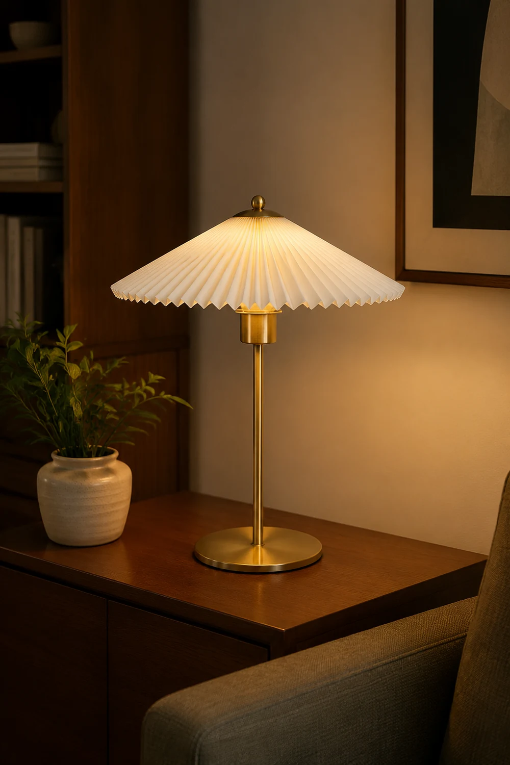 Mid Century Modern Pleated Table Lamp - Lumpaz