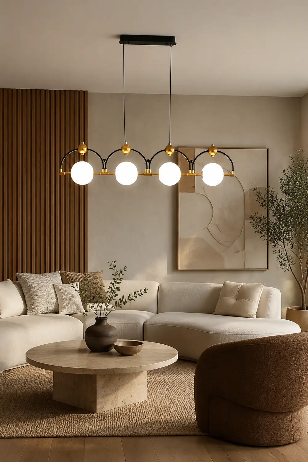 LED Pendelleuchte Schwarz Hinzufügen Gold Lange - Lumpaz