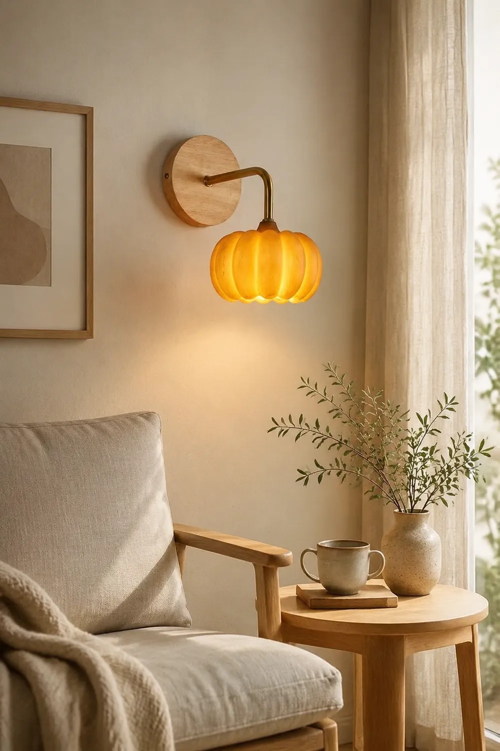 Cute Resin Material Yellow Pumpkin Wall Lamp - Lumpaz