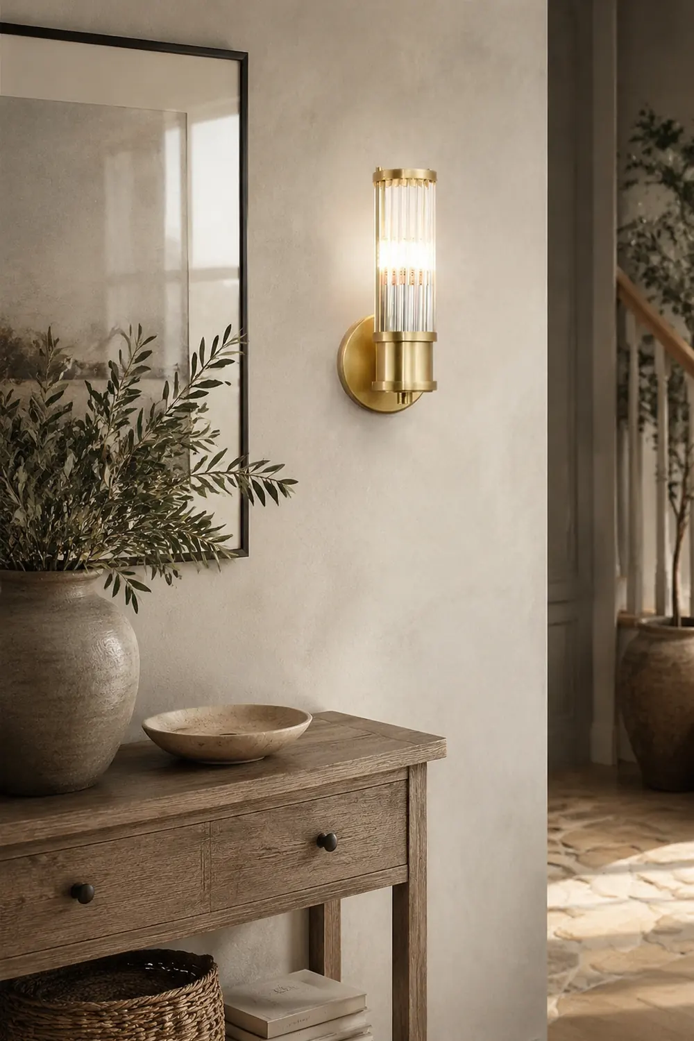 Modern Brass Gold Crystal Wall Sconce - Lumpaz