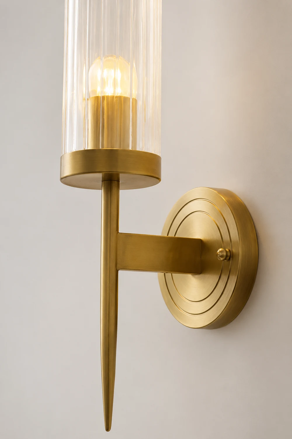 Modern Brass Sconce Ribbed Long Glass Wall Lights For Living Room - Lumpaz