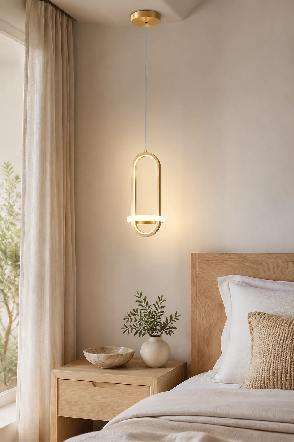 Moderne minimalistische Nachttisch-Kronleuchter-Pendelleuchte für Schlafzimmer - Lumpaz