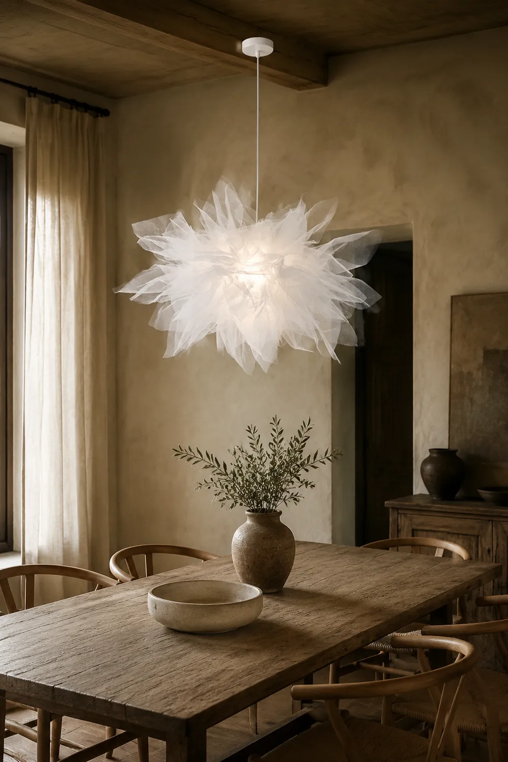Nordische Mesh Blumenförmige Pendelleuchte aus Stoff für Esszimmer - Lumpaz