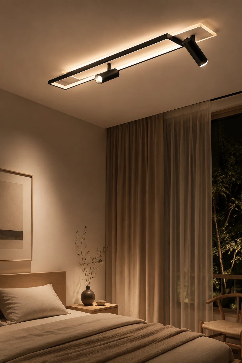 Haney LED-Deckenleuchte mit Strahler, schlicht, modern, schwarz - Lumpaz