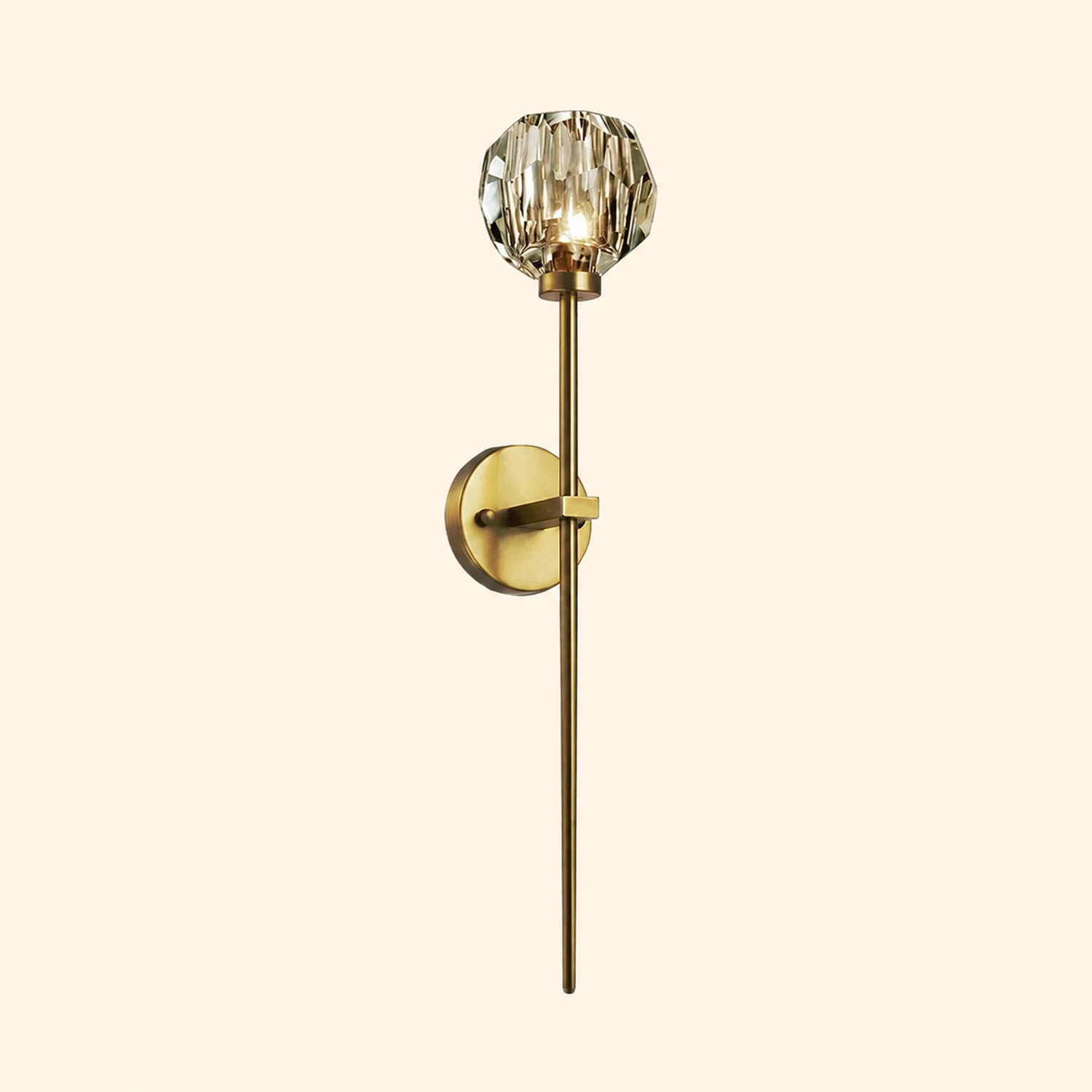 Modern Crystal Ball Mounted Antique Brass Wall Lamp - Lumpaz