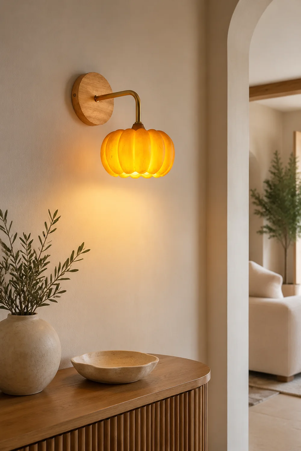 Cute Resin Material Yellow Pumpkin Wall Lamp - Lumpaz