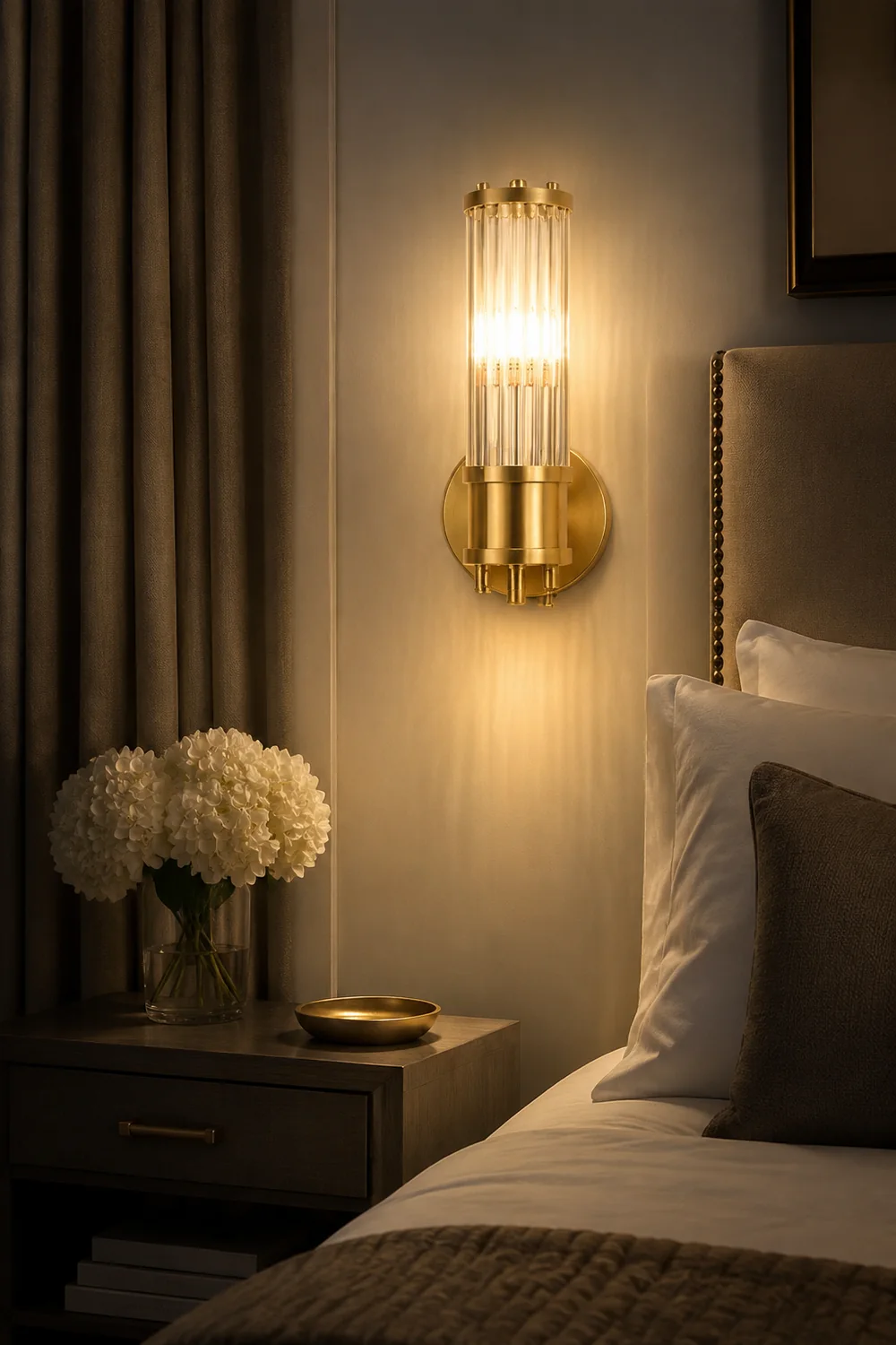 Modern Brass Gold Crystal Wall Sconce - Lumpaz