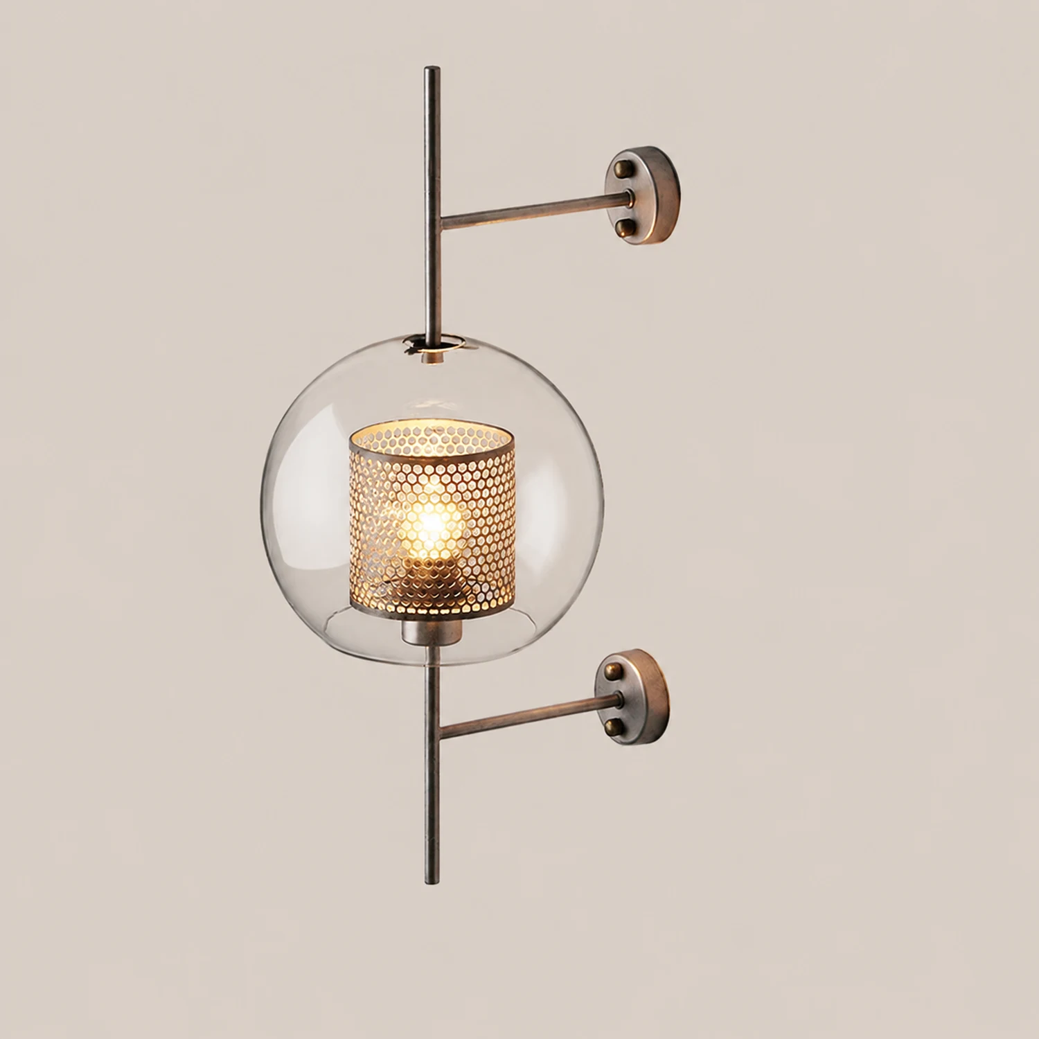 Modern Glass Golden Wall Ball Light Bedside Sconce - Lumpaz
