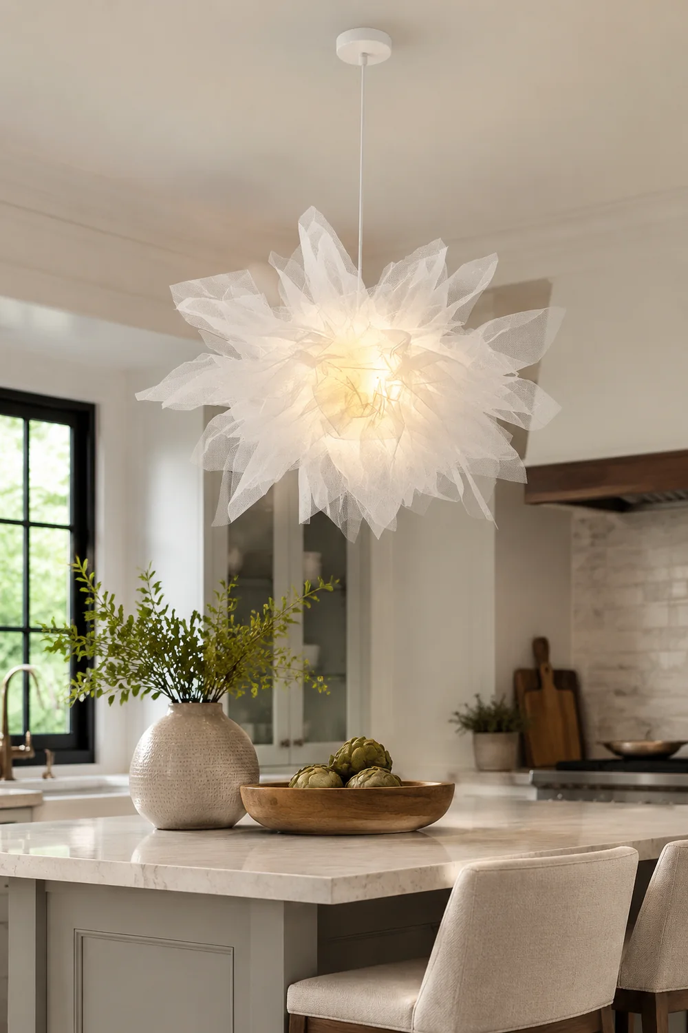 Nordische Mesh Blumenförmige Pendelleuchte aus Stoff für Esszimmer - Lumpaz