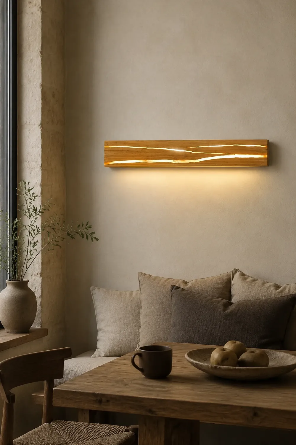 LED Drehbare Log Crack Wandleuchte aus Holz für Schlafzimmer - Lumpaz
