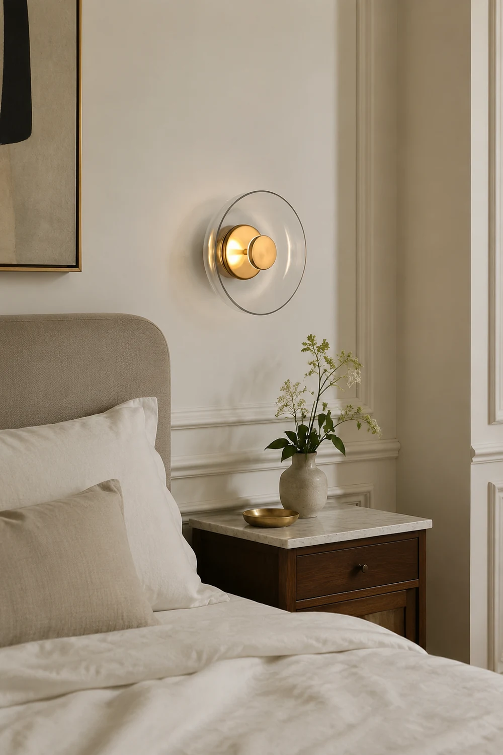 Glass Bowl Bedroom Bedside Wall Light - Lumpaz