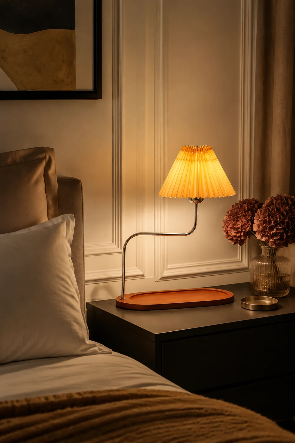 Solid Wood Retro Style Umbrella Shaped Table Lamp - Lumpaz