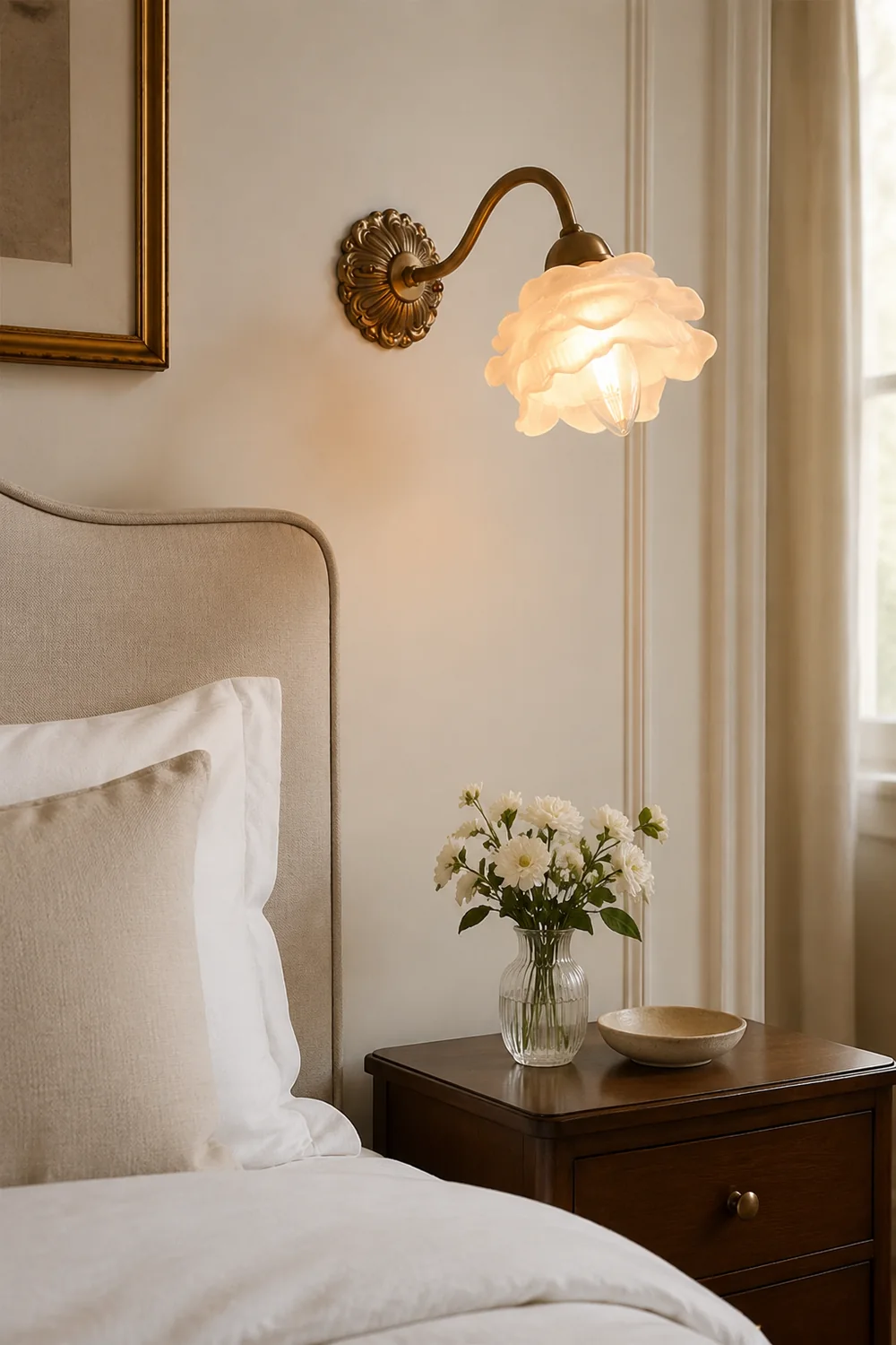 Retro Flower Petal Glass Wall Lamp Copper Wall Light - Lumpaz