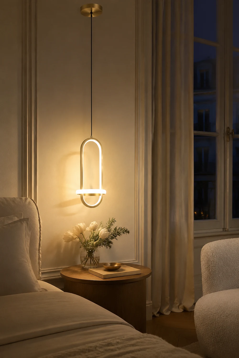 Moderne minimalistische Nachttisch-Kronleuchter-Pendelleuchte für Schlafzimmer - Lumpaz