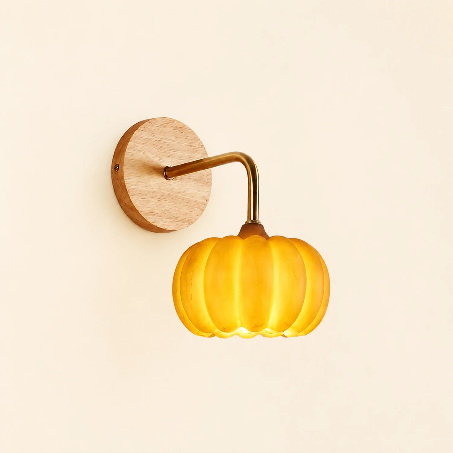 Cute Resin Material Yellow Pumpkin Wall Lamp - Lumpaz