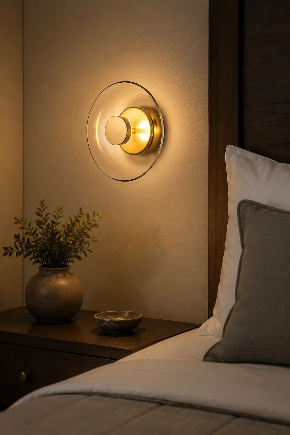 Glass Bowl Bedroom Bedside Wall Light - Lumpaz