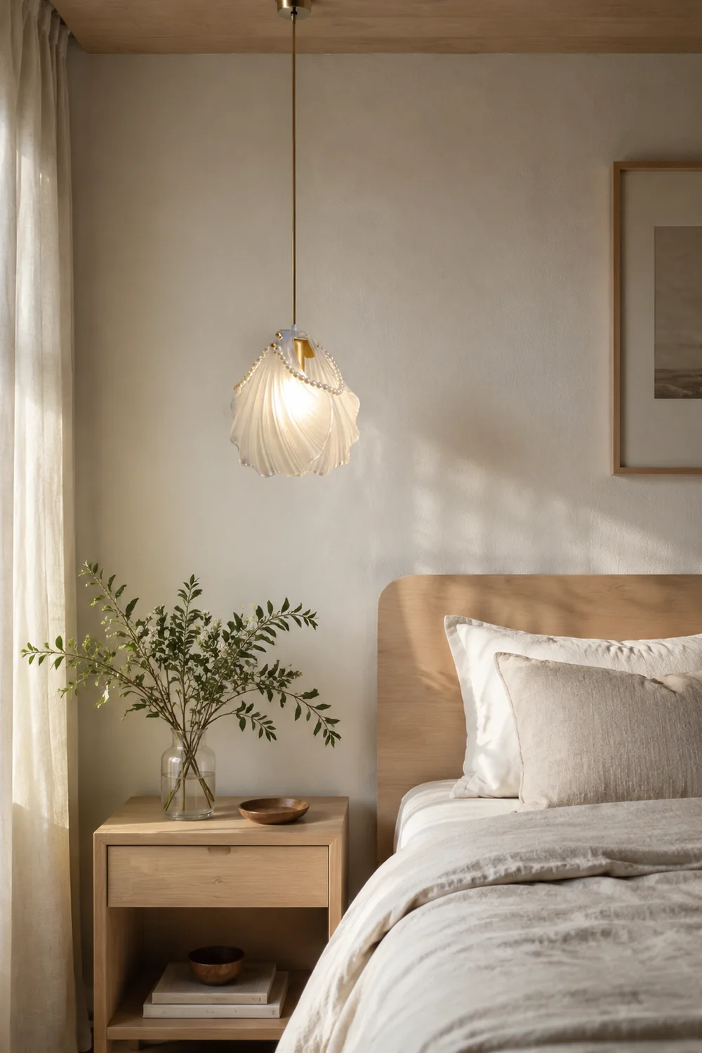 Moderne Luxuriöse Pendelleuchte mit Perlenmuschel für Schlafzimmer - Lumpaz