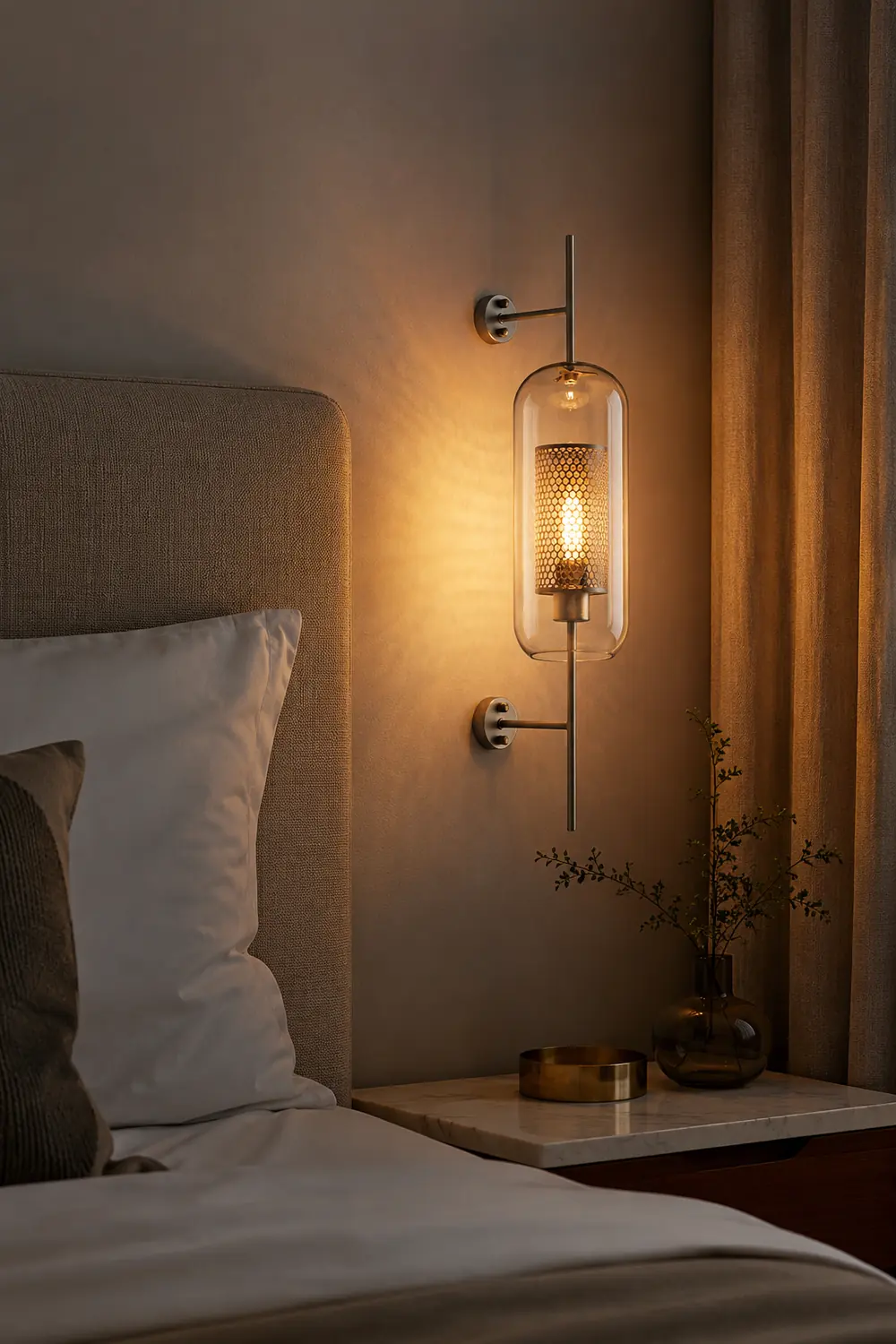 Modern Glass Golden Wall Ball Light Bedside Sconce - Lumpaz