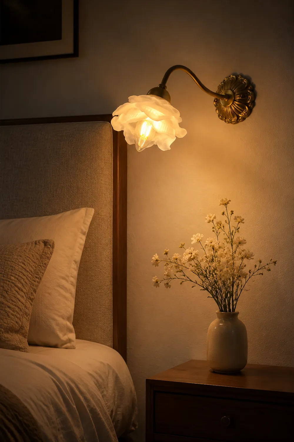 Retro Flower Petal Glass Wall Lamp Copper Wall Light - Lumpaz