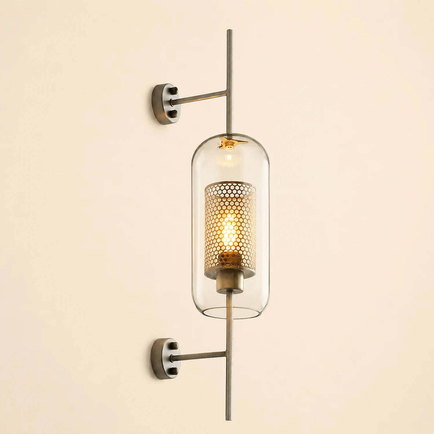 Modern Glass Golden Wall Ball Light Bedside Sconce - Lumpaz