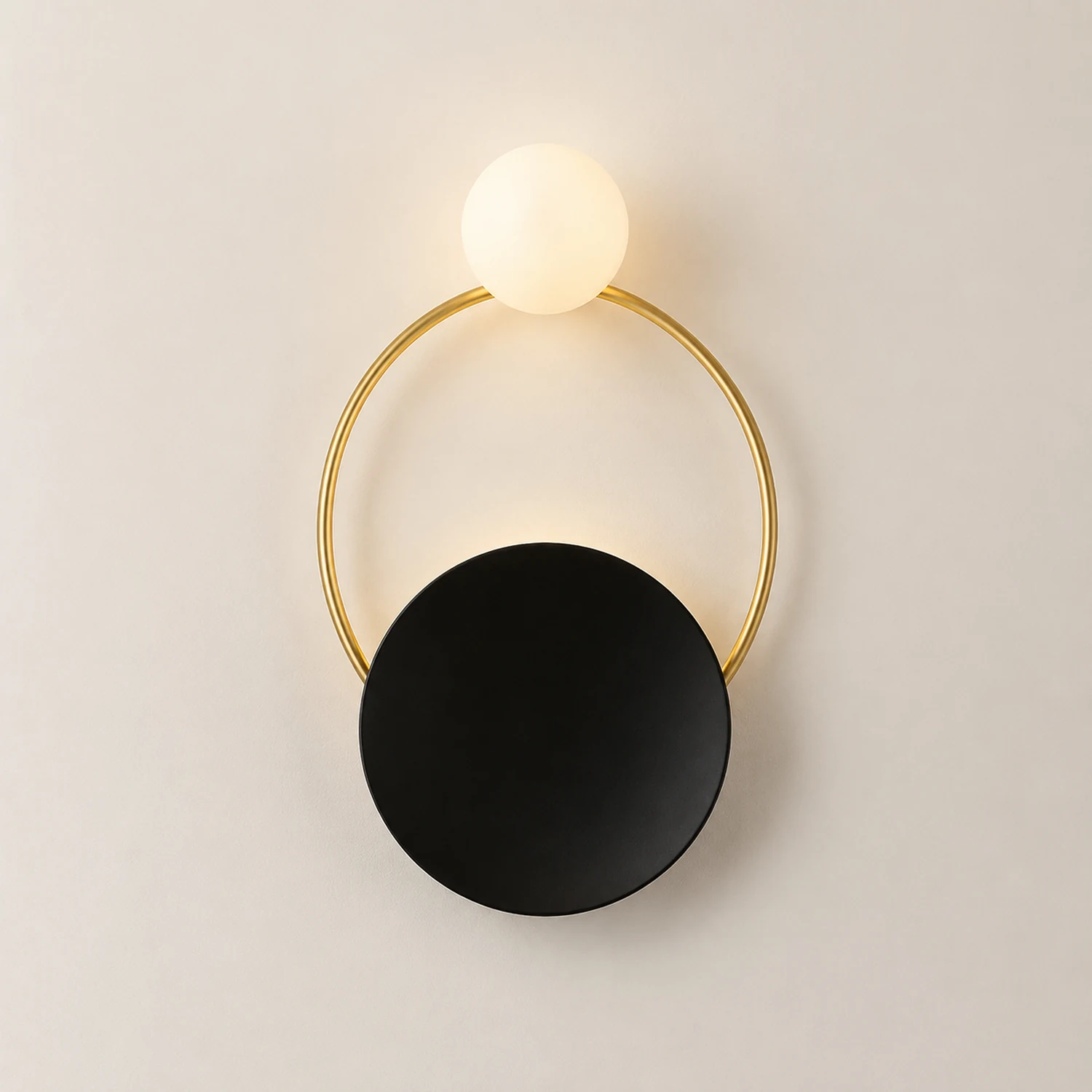 Nordic Simple  Black Gold Wrought Iron Circle Aisle Corridor Wall Light - Lumpaz