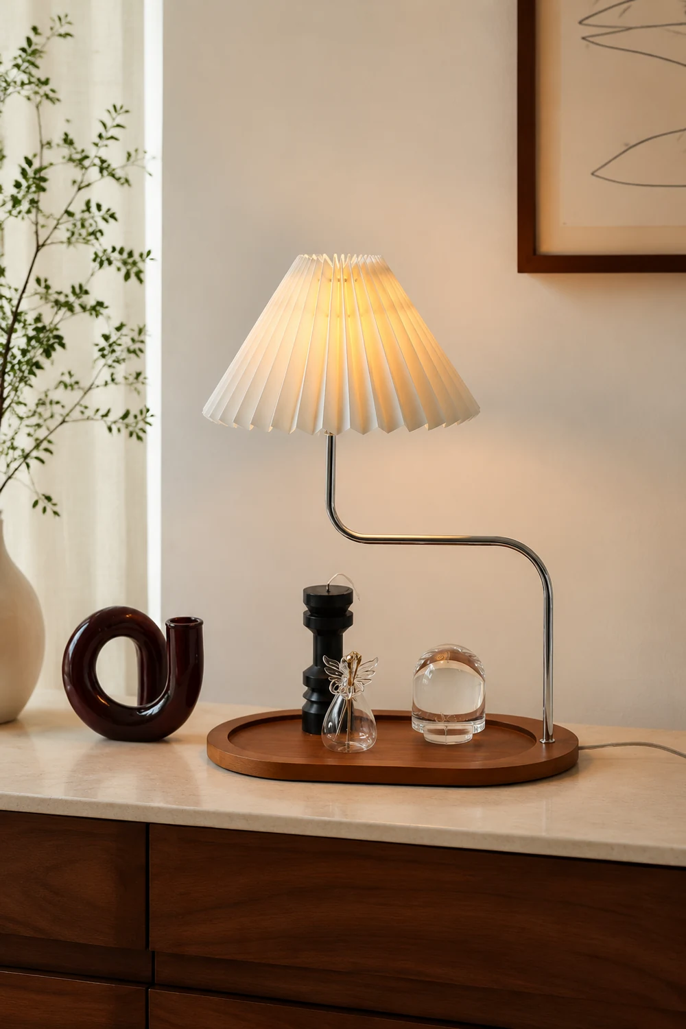Solid Wood Retro Creative Pleated Table Lamp - Lumpaz