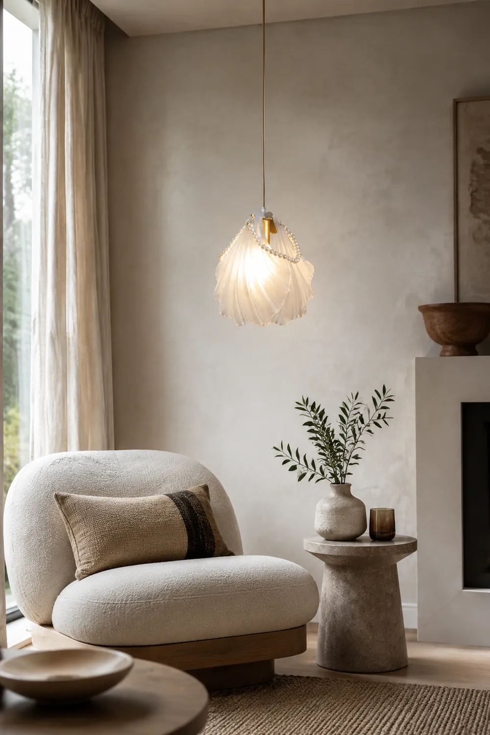 Moderne Luxuriöse Pendelleuchte mit Perlenmuschel für Schlafzimmer - Lumpaz