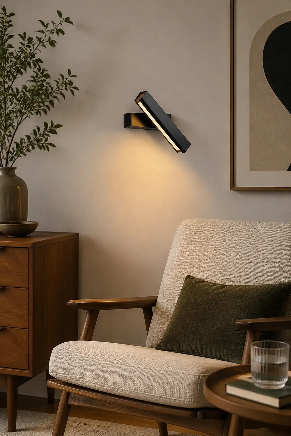 Minimalistische LED Wandleuchte aus Aluminium Drehbar für Schlafzimmer - Lumpaz