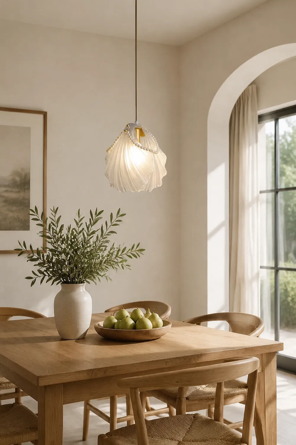 Moderne Luxuriöse Pendelleuchte mit Perlenmuschel für Schlafzimmer - Lumpaz