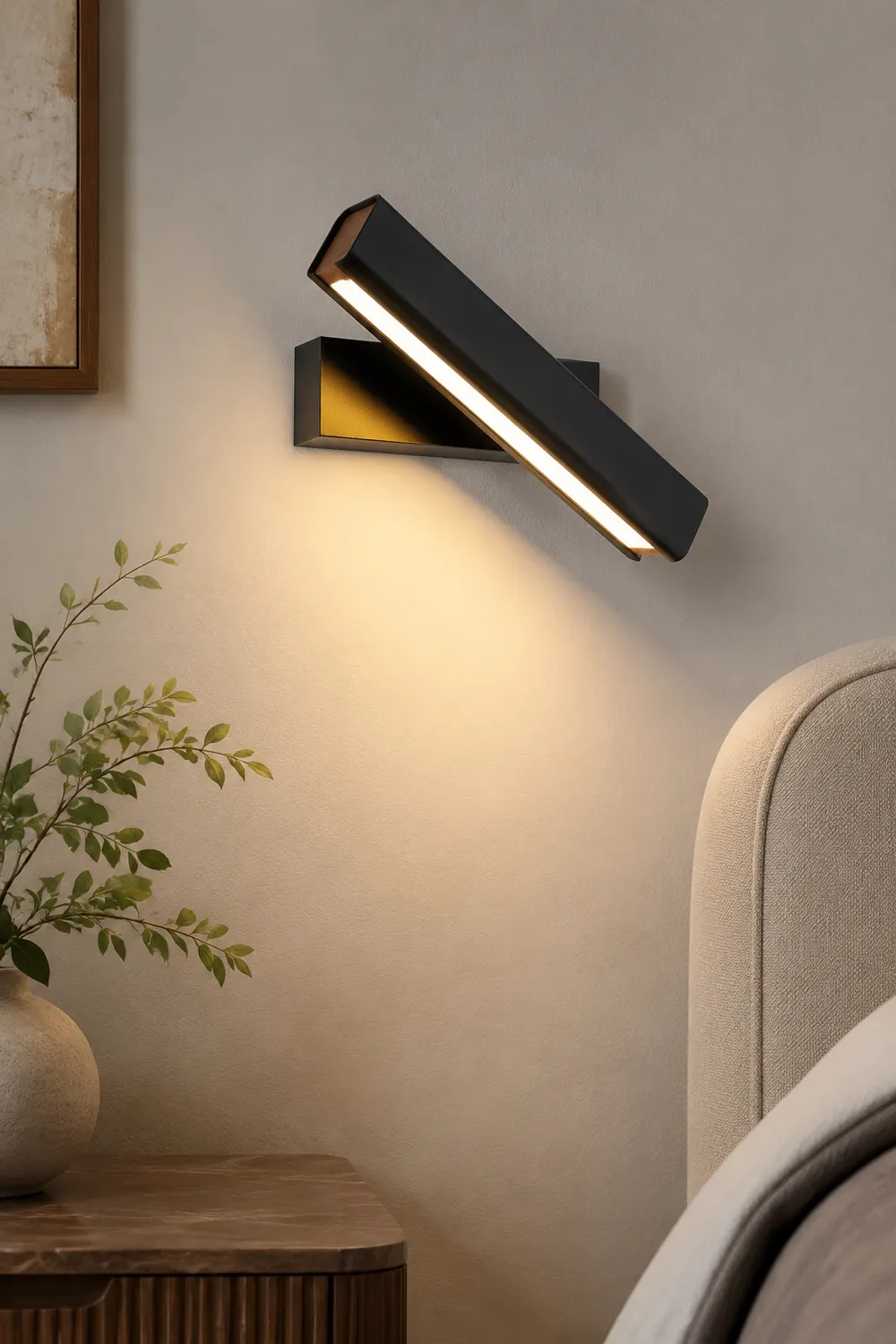 Minimalistische LED Wandleuchte aus Aluminium Drehbar für Schlafzimmer - Lumpaz