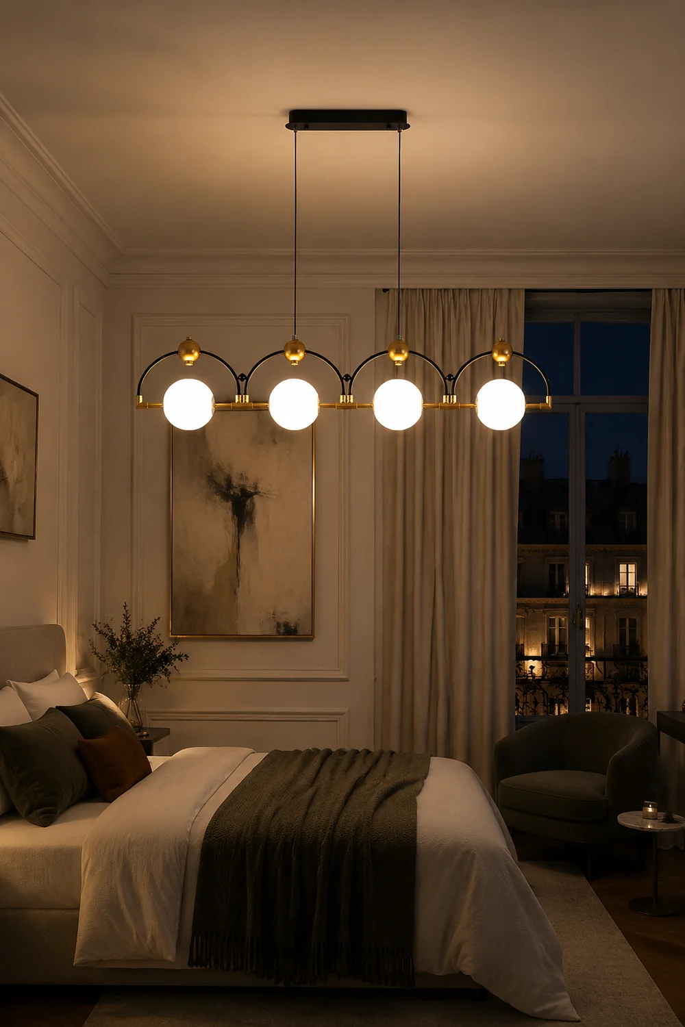 LED Pendelleuchte Schwarz Hinzufügen Gold Lange - Lumpaz