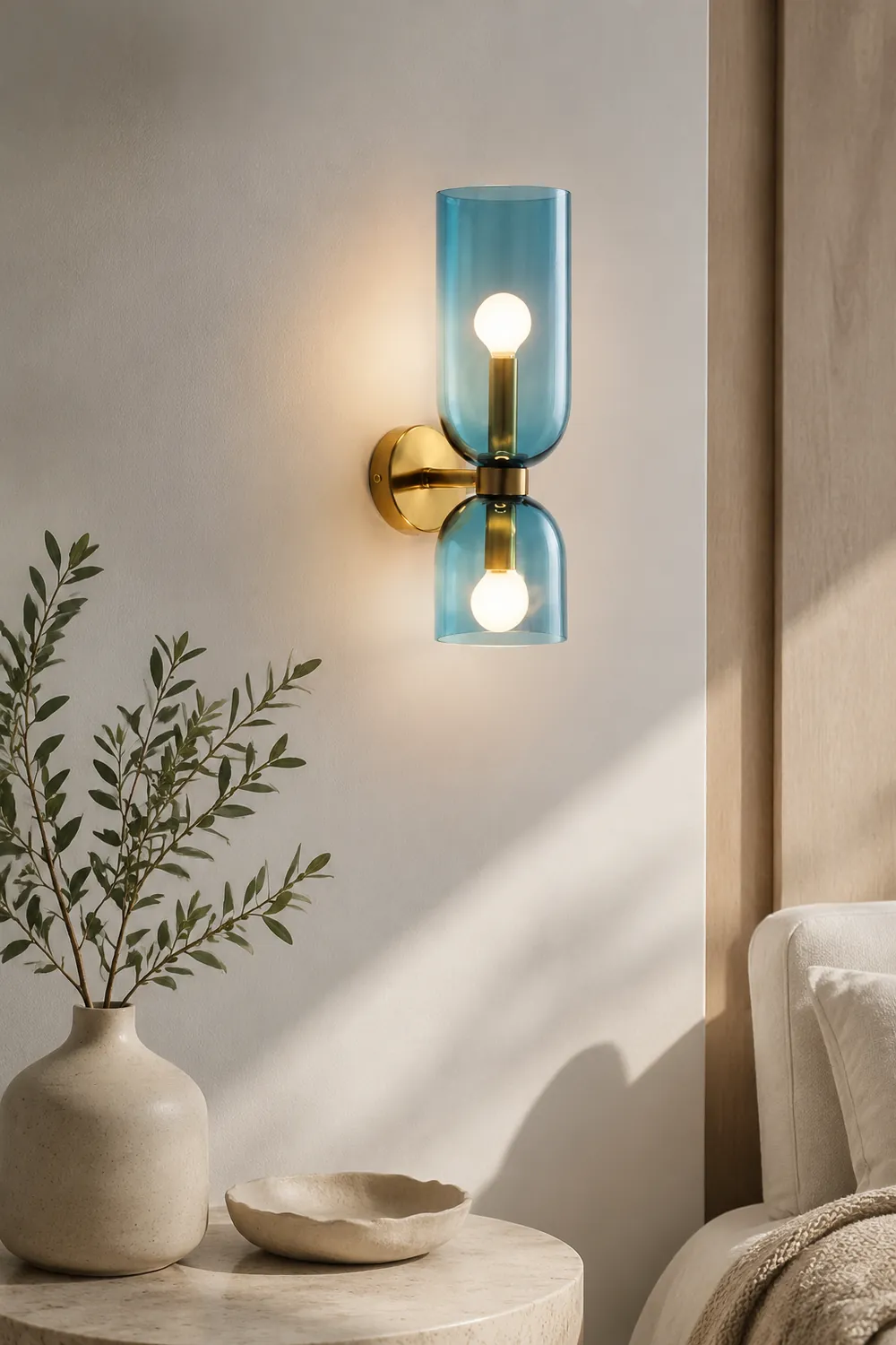 Double Head Glass Wall Lamp LED Sconce for Bedroom - Lumpaz
