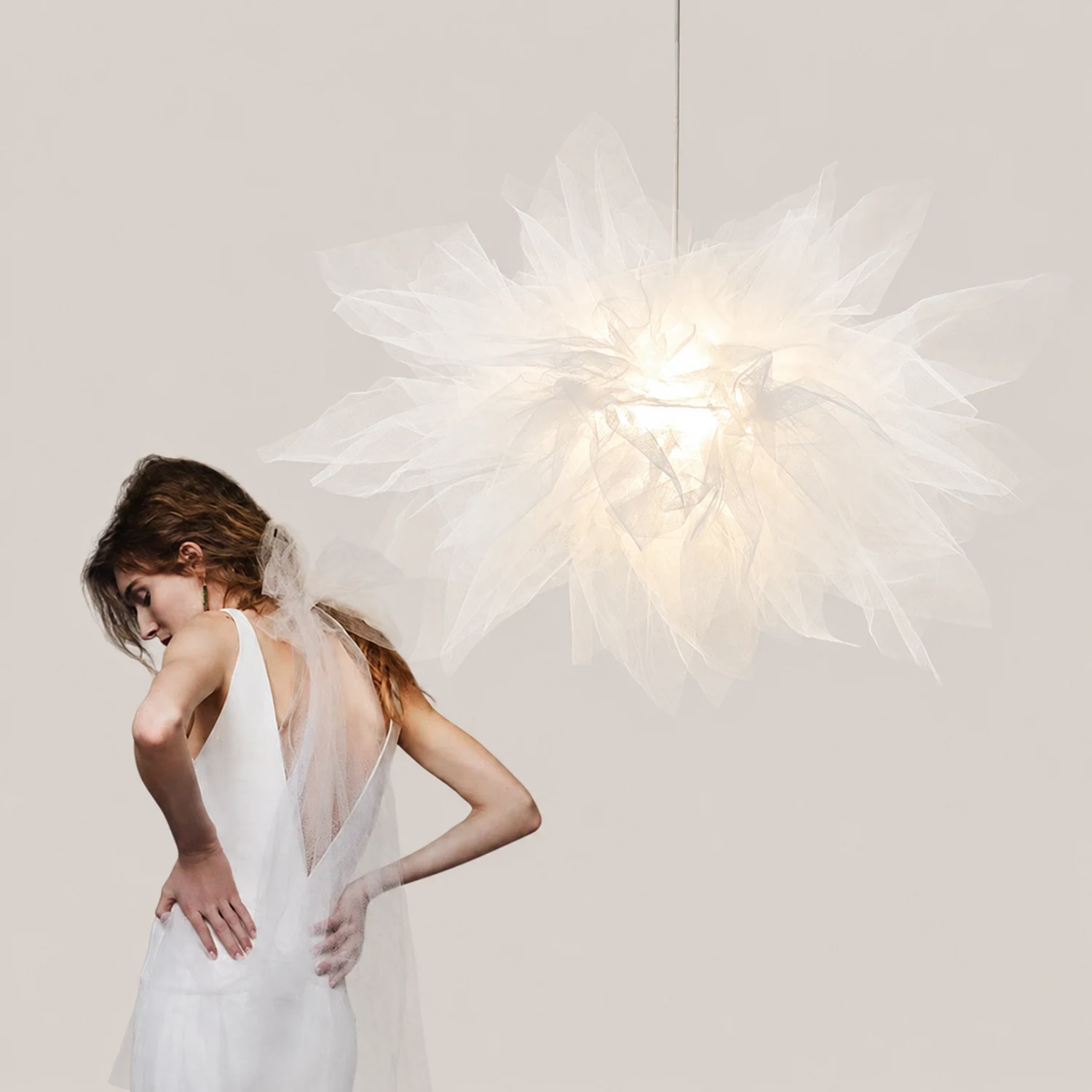 Nordische Mesh Blumenförmige Pendelleuchte aus Stoff für Esszimmer - Lumpaz