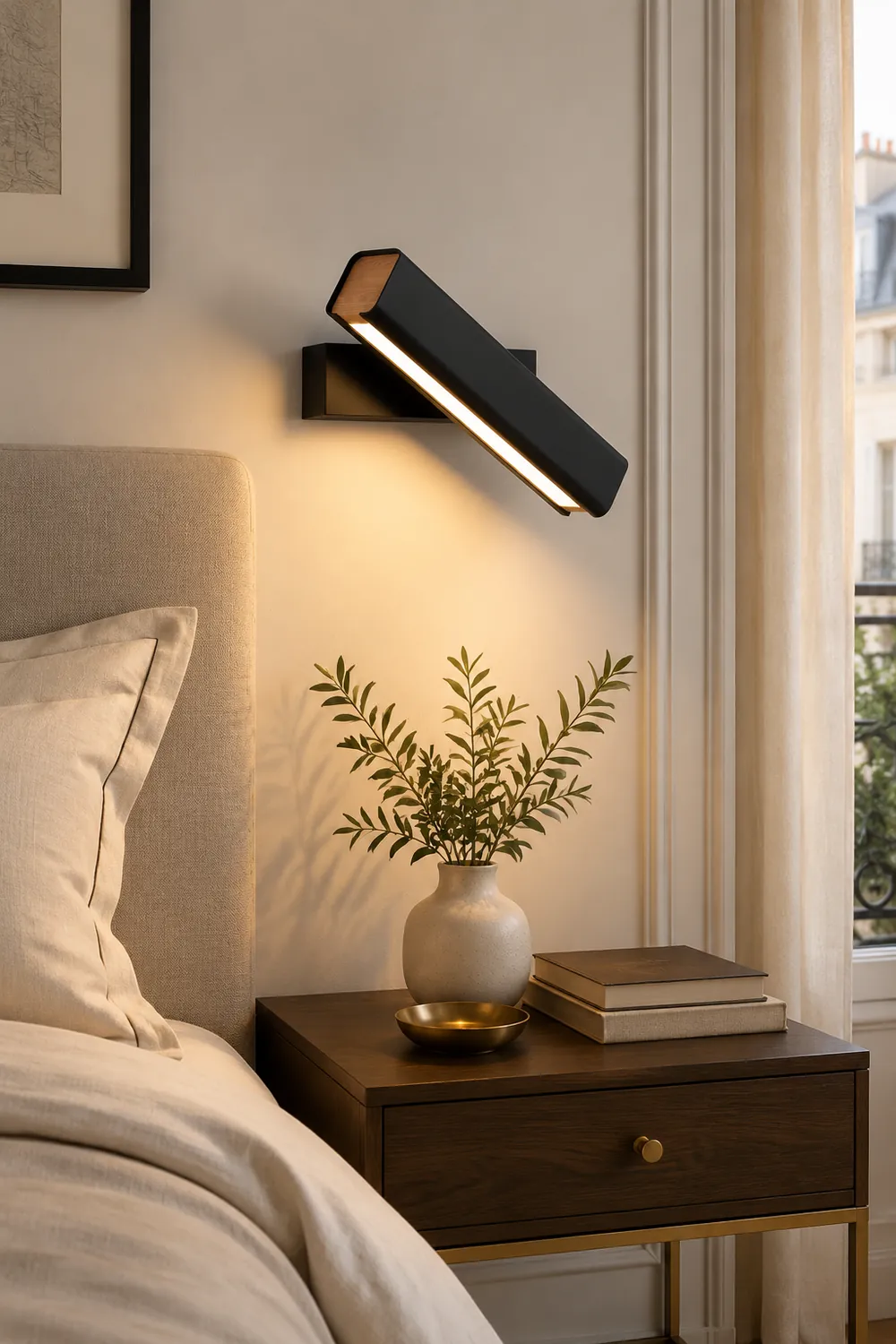 Minimalistische LED Wandleuchte aus Aluminium Drehbar für Schlafzimmer - Lumpaz
