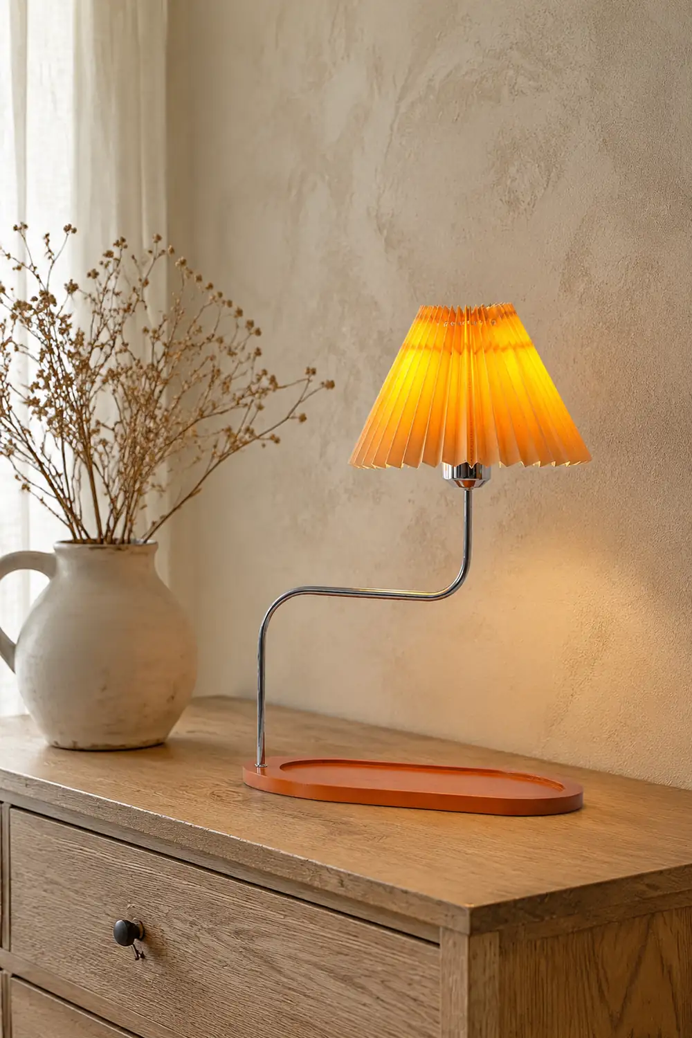 Solid Wood Retro Style Umbrella Shaped Table Lamp - Lumpaz