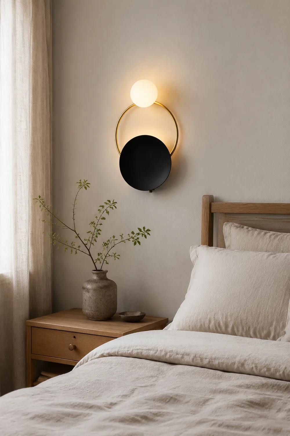 Nordic Simple  Black Gold Wrought Iron Circle Aisle Corridor Wall Light - Lumpaz
