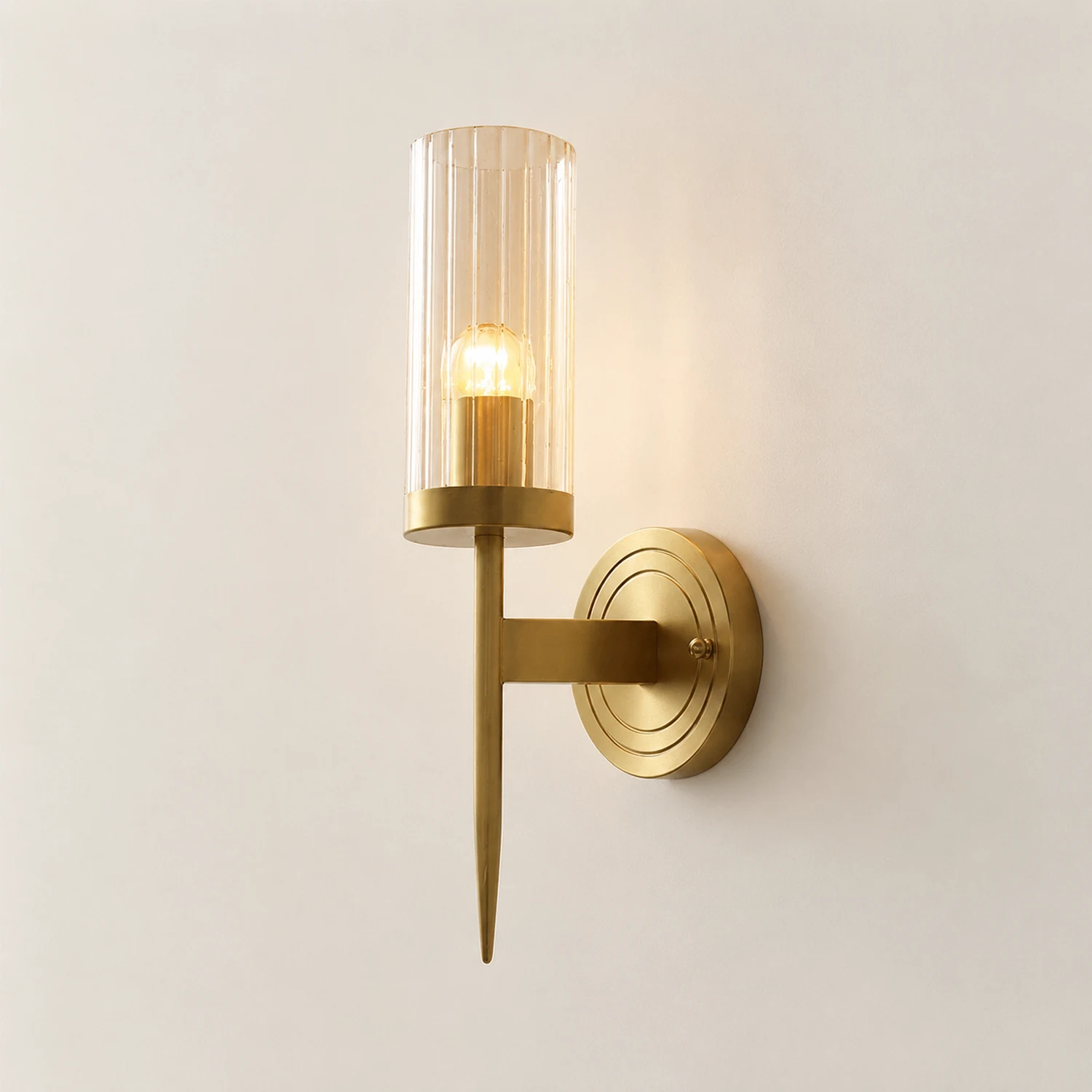 Modern Brass Sconce Ribbed Long Glass Wall Lights For Living Room - Lumpaz