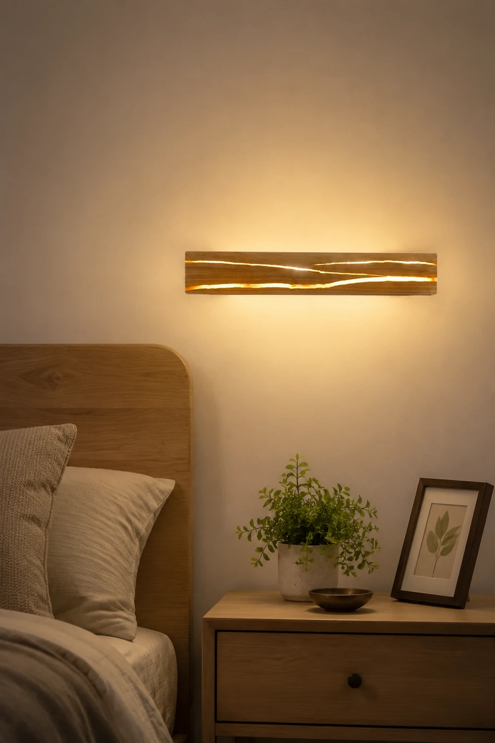 LED Drehbare Log Crack Wandleuchte aus Holz für Schlafzimmer - Lumpaz