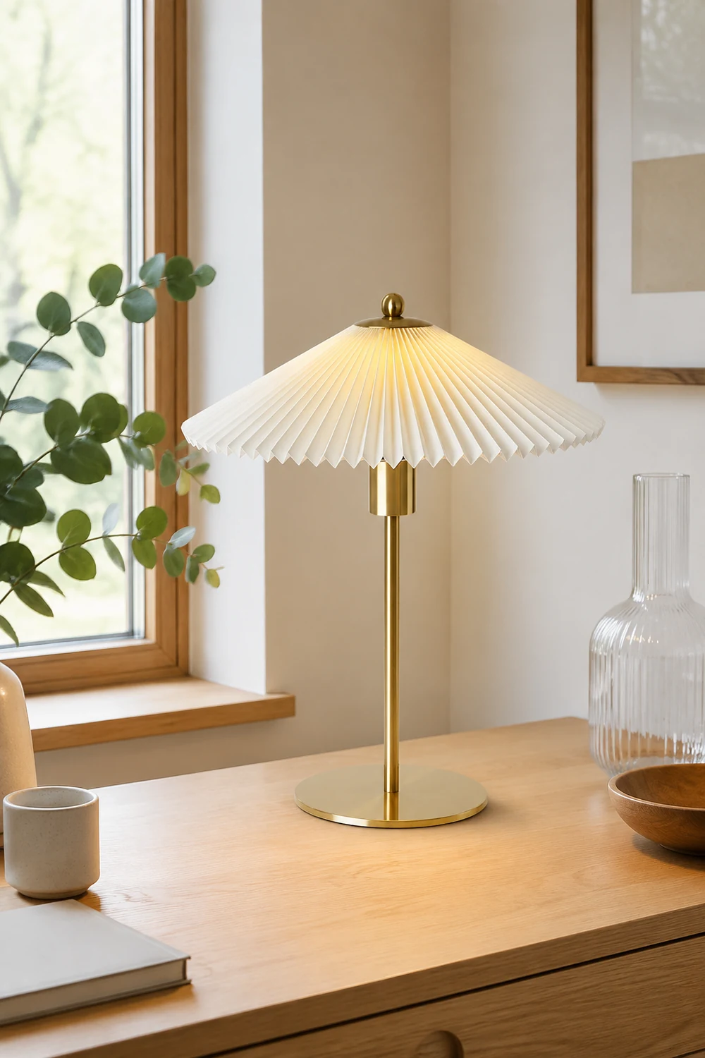 Mid Century Modern Pleated Table Lamp - Lumpaz