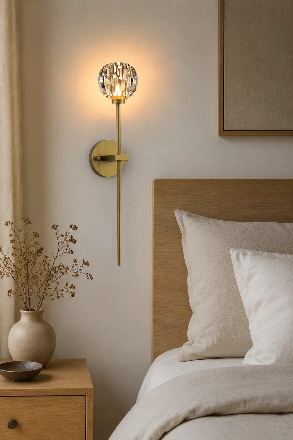 Modern Crystal Ball Mounted Antique Brass Wall Lamp - Lumpaz