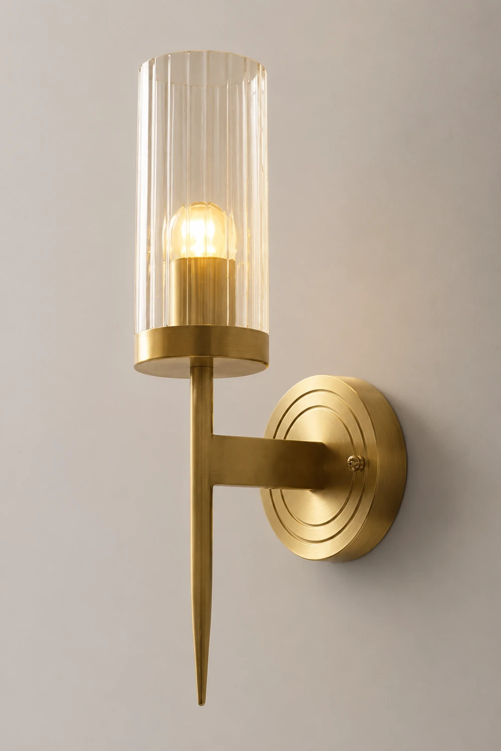 Modern Brass Sconce Ribbed Long Glass Wall Lights For Living Room - Lumpaz