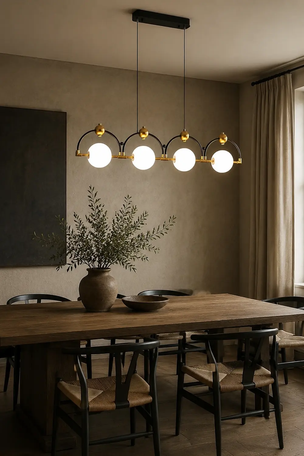 LED Pendelleuchte Schwarz Hinzufügen Gold Lange - Lumpaz