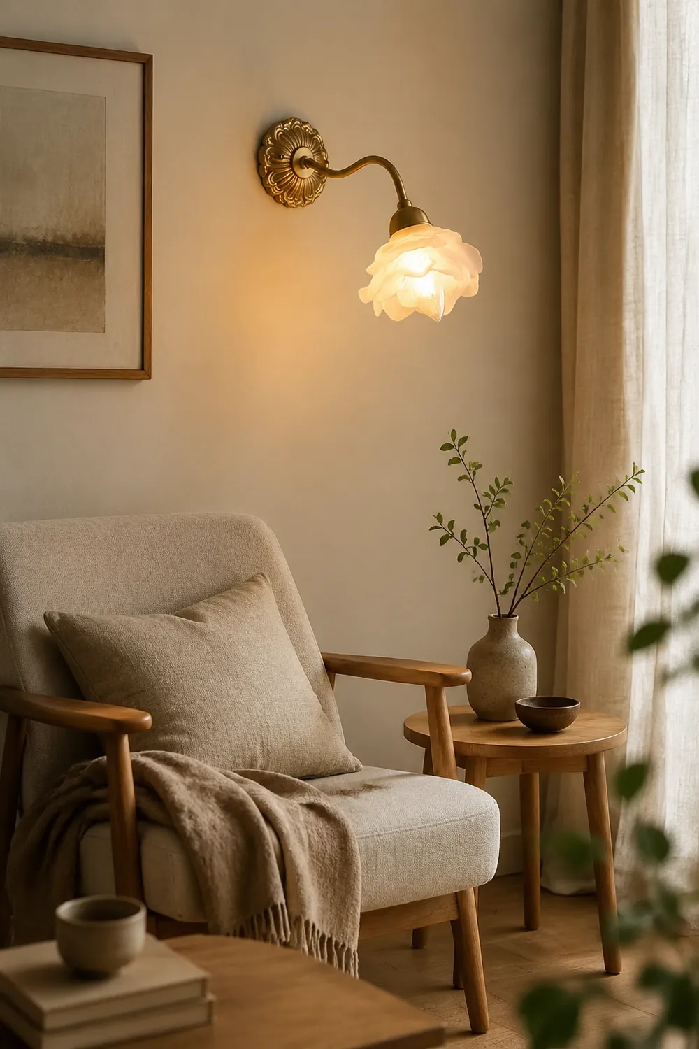 Retro Flower Petal Glass Wall Lamp Copper Wall Light - Lumpaz