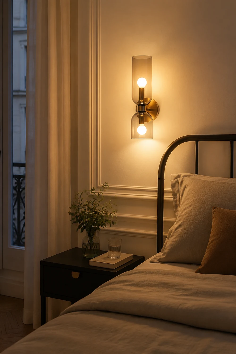 Double Head Glass Wall Lamp LED Sconce for Bedroom - Lumpaz