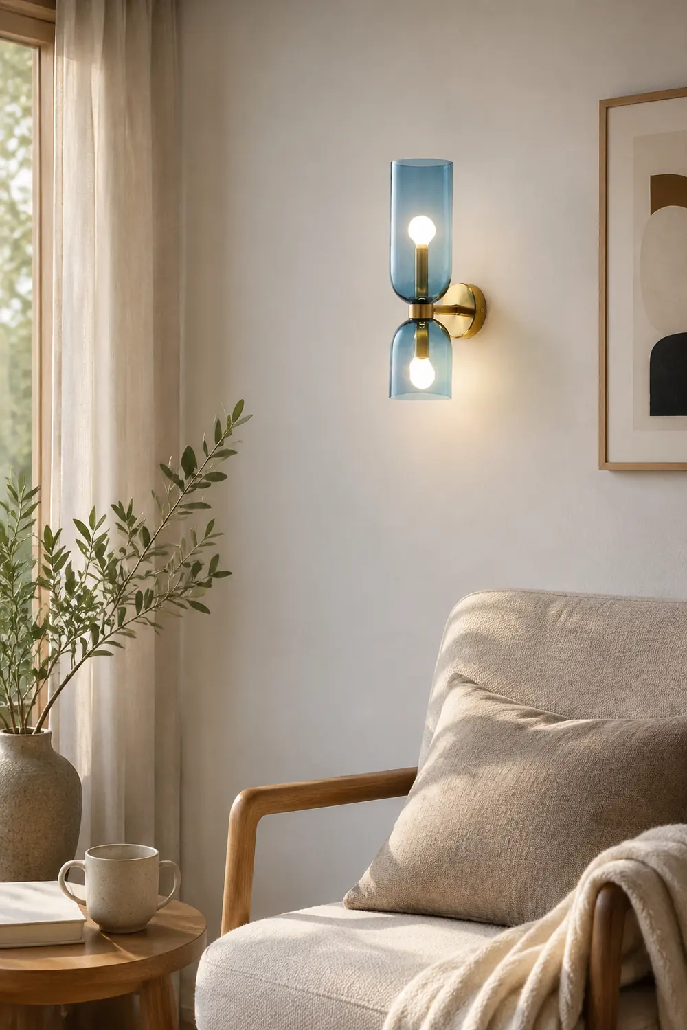Double Head Glass Wall Lamp LED Sconce for Bedroom - Lumpaz