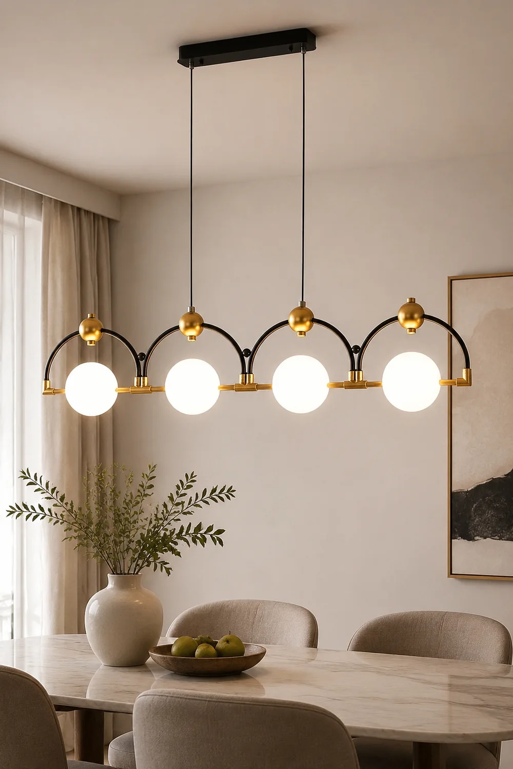 LED Pendelleuchte Schwarz Hinzufügen Gold Lange - Lumpaz