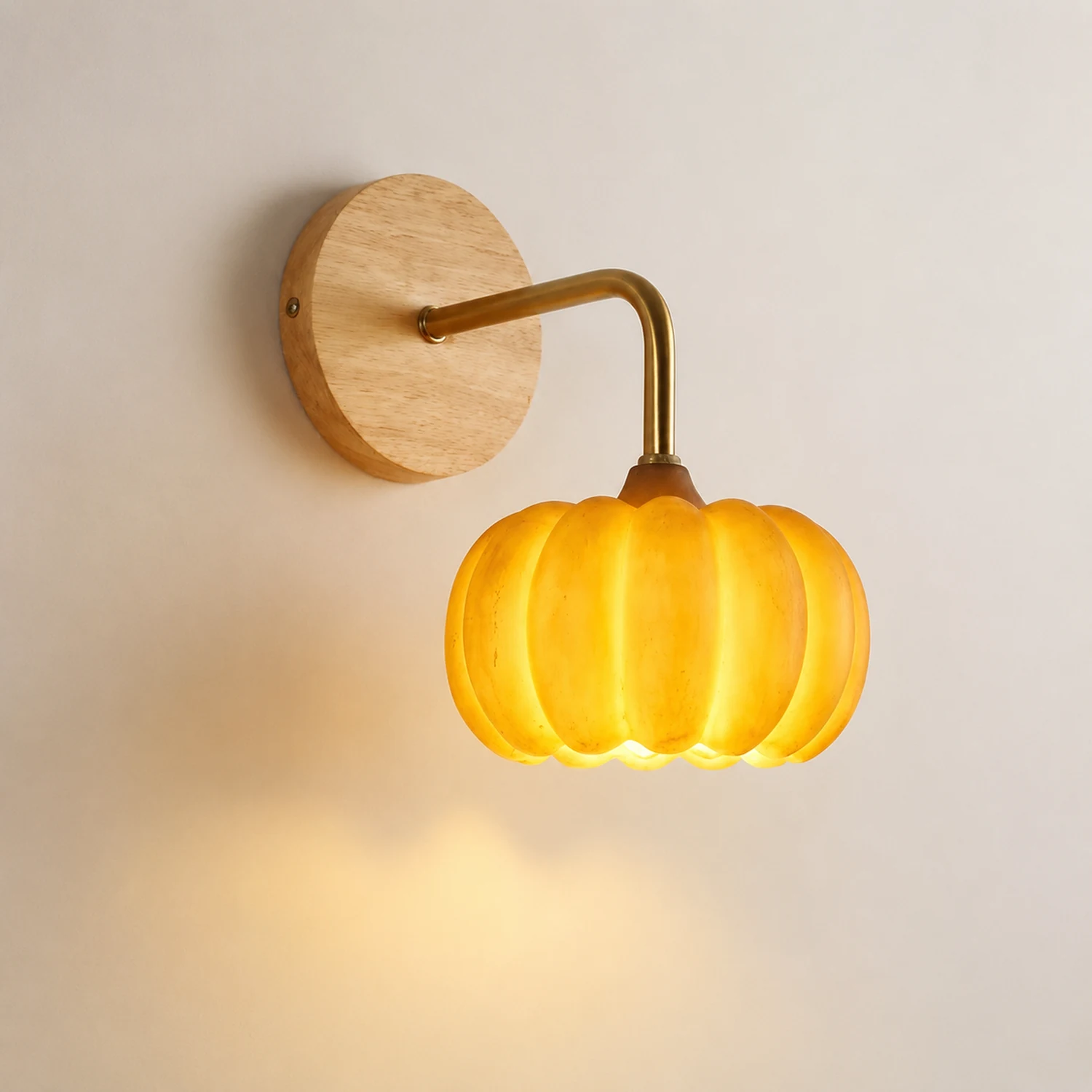 Cute Resin Material Yellow Pumpkin Wall Lamp - Lumpaz