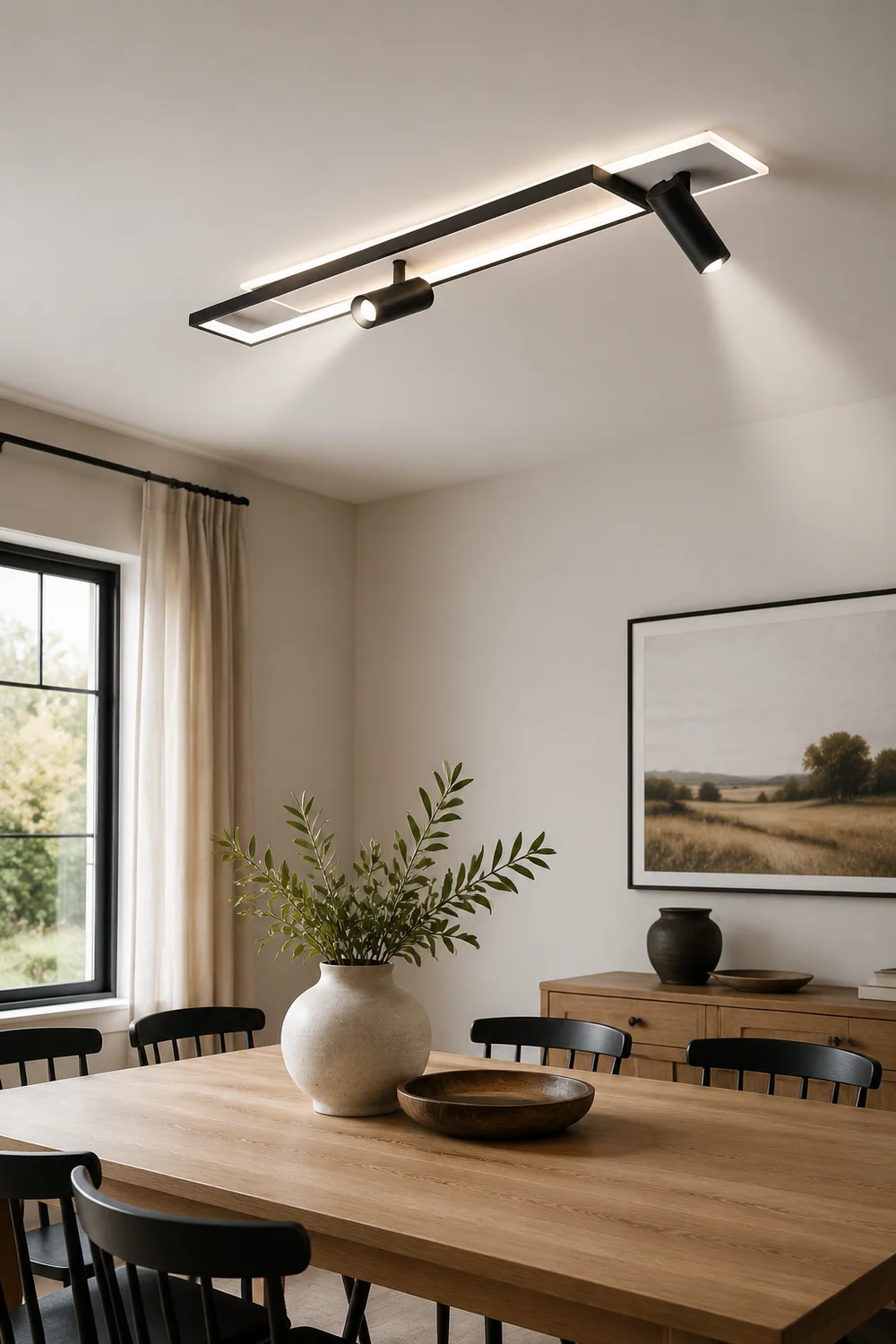 Haney LED-Deckenleuchte mit Strahler, schlicht, modern, schwarz - Lumpaz