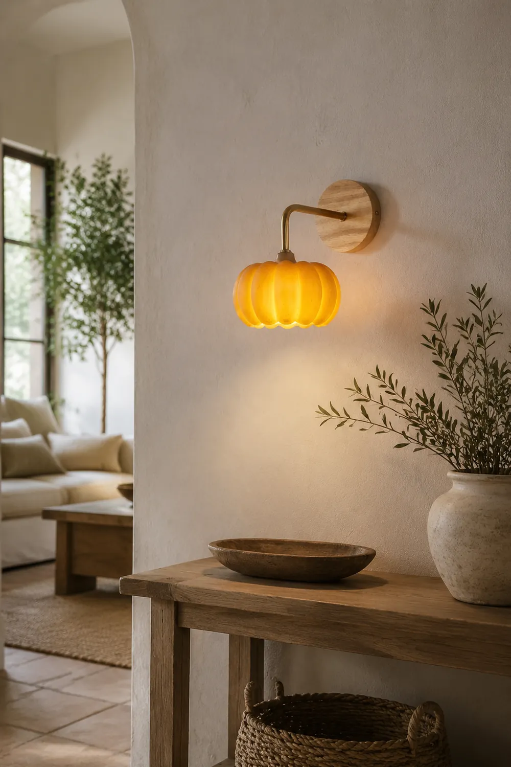 Cute Resin Material Yellow Pumpkin Wall Lamp - Lumpaz
