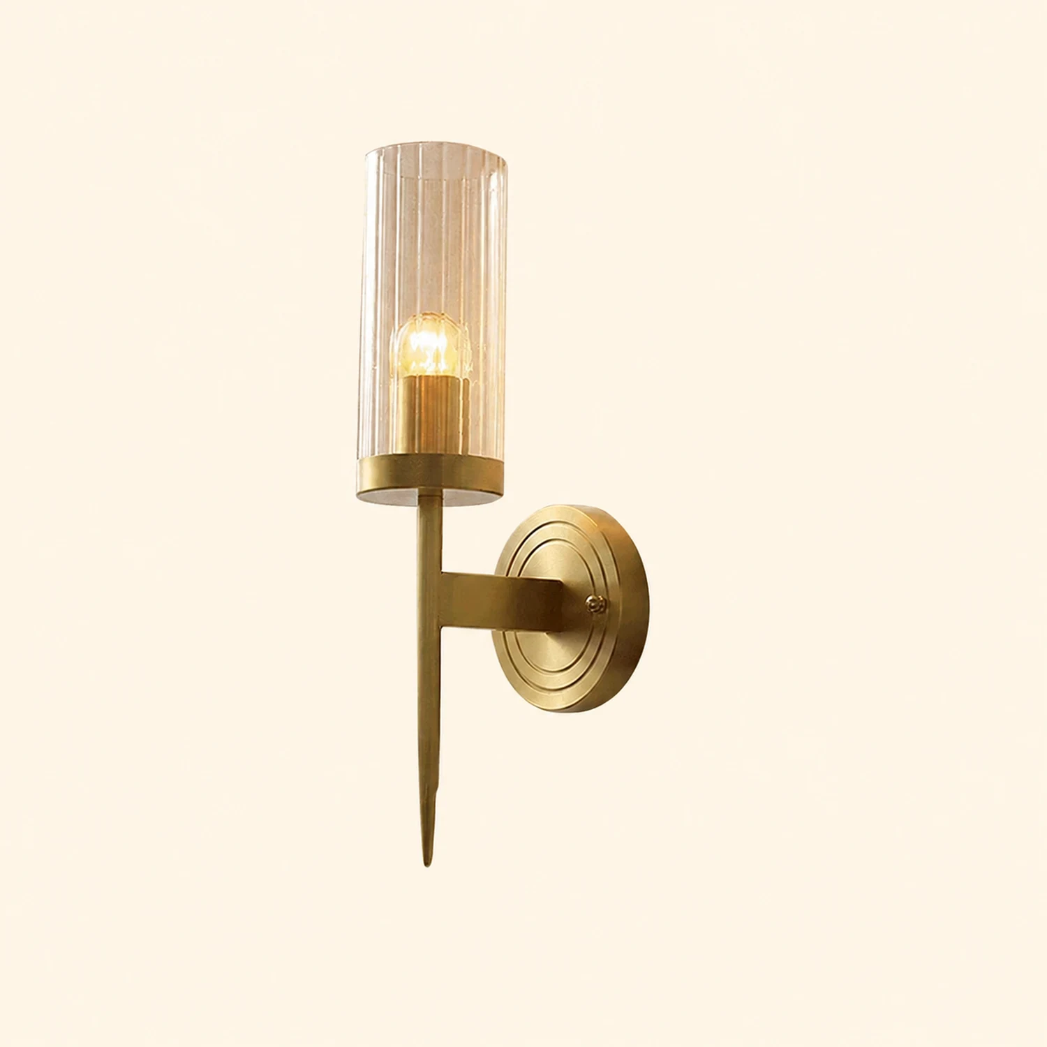 Modern Brass Sconce Ribbed Long Glass Wall Lights For Living Room - Lumpaz